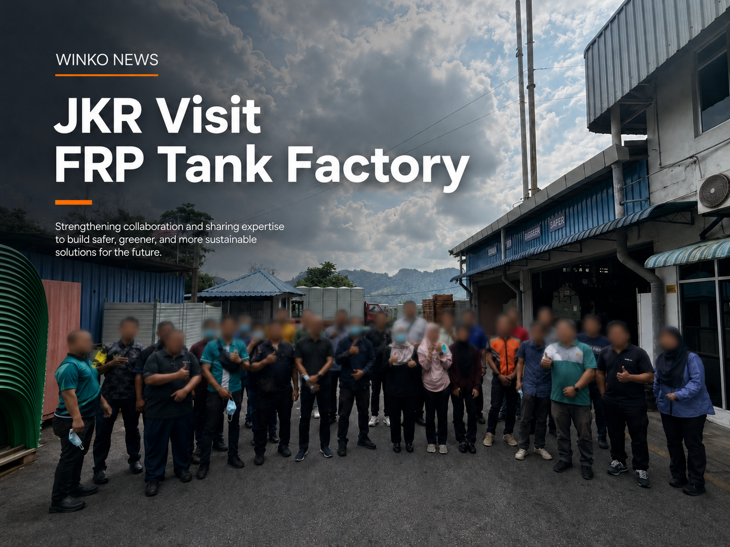 JKR representatives during an FRP water tank factory visit