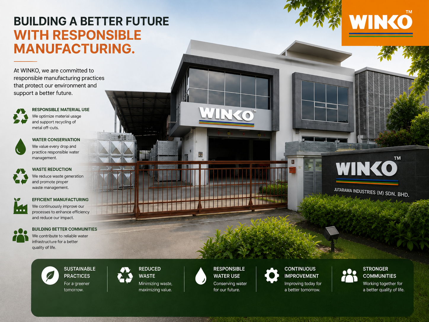 WINKO responsible manufacturing and sustainability initiative at the Jutarama factory in Malaysia